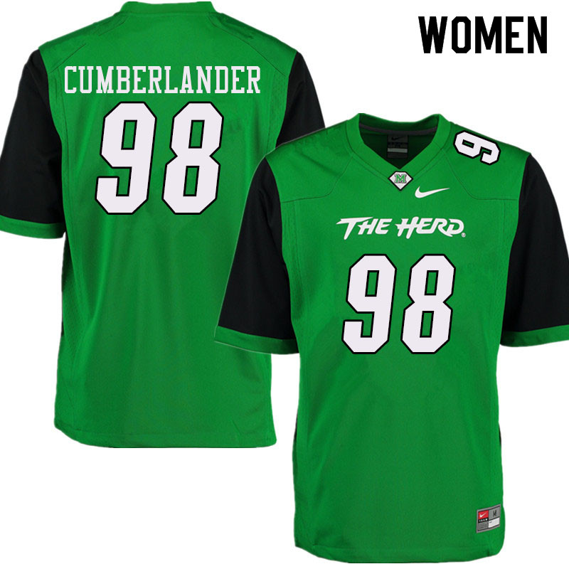 Women #98 Koby Cumberlander Marshall Thundering Herd College Football Jerseys Sale-Green